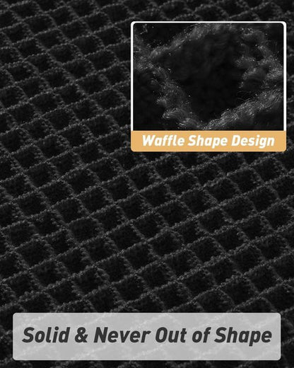 AMOAMI Upgraded Waffle Runner Rug, Super Absorbent Non Slip Bath Mats for Bathroom Floor, Washable Bathroom Runner Rug with Tassels, Ideal for Hallway Bedroom Laundry Room, Black, 2'x 5'(24" x 60")