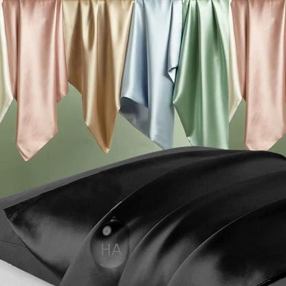 Mulberry Silk Pillowcases by Skiennix - Smooth, Anti-Acne Standard Set of 2 | Black with Zipper