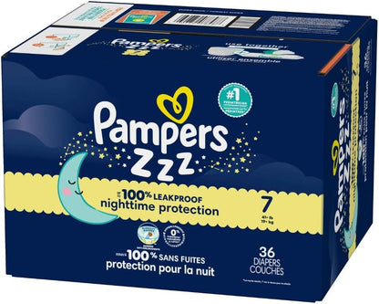 Pampers ZZZ Overnight Diapers - Size 7 (41+ lbs) | 36 Count for Ultimate Nighttime Protection