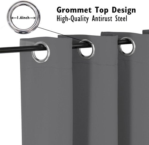 ChrisDowa Small Window Curtains - 40-Inch Grommet Thermal Insulated Room Darkening Panels, Grey (2-Pack)