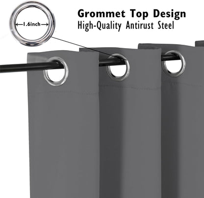 ChrisDowa Blackout Curtains - Thermal Insulated Room Darkening Panels, 2 Set (Grey, 42 x 48 Inch)