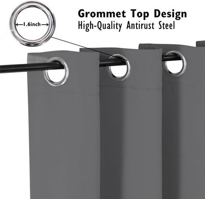 ChrisDowa Blackout Curtains - Thermal Insulated Room Darkening Panels, 54 Inches Long, Grey (Set of 2)