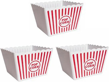 Novelty Place Classic Red & White Striped Popcorn Containers - Perfect for Movie Night, 9.25" Square x 5.9" Deep