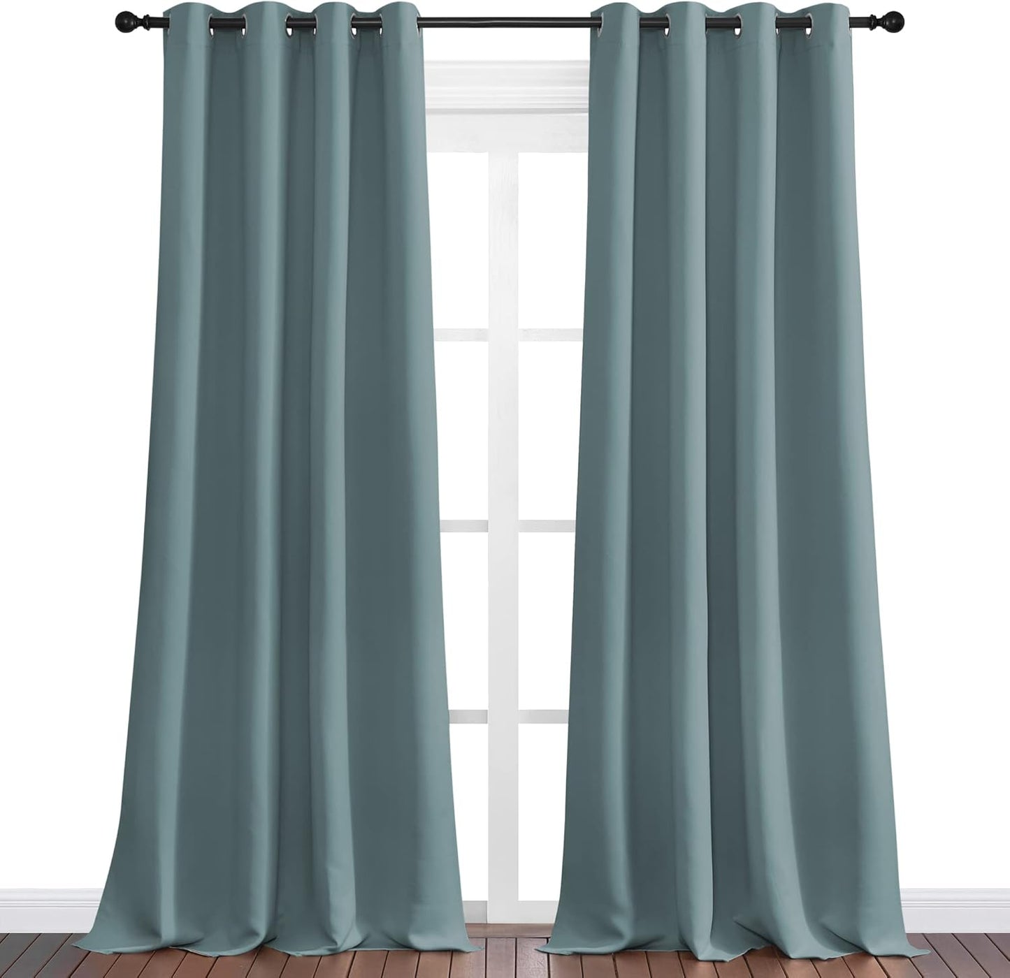 NICETOWN Modern Blackout Curtains - Noise Reducing Thermal Insulated Drapes, Greyish Blue, 2 Panels, W55 x L108-Inch
