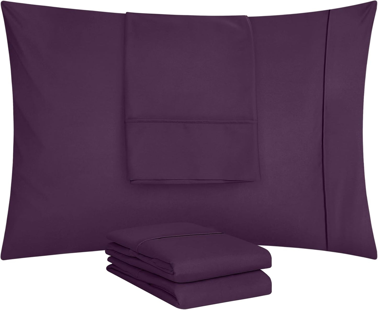 Utopia Bedding King Pillow Cases - Soft Brushed Microfiber - 4 Pack, 20 X 40 Inches, Purple