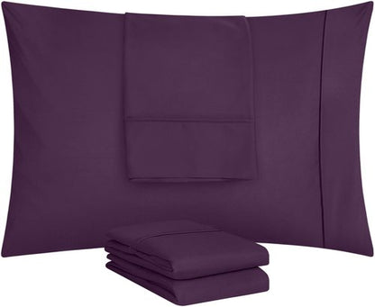 Utopia Bedding Queen Pillow Cases - 4 Pack - Envelope Closure - Soft Brushed Microfiber Fabric - Shrinkage and Fade Resistant Pillow Covers Queen Size 20 X 30 Inches (Queen, Purple)