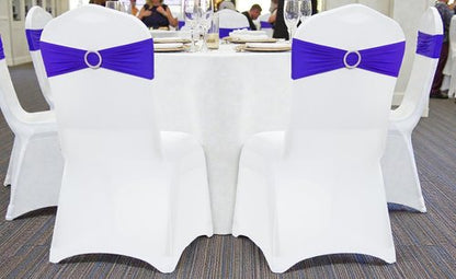 MDS Spandex Chair Sashes - Universal Elastic Stretch Bands with Buckle Slider Bow | Royal Blue, Pack of 125
