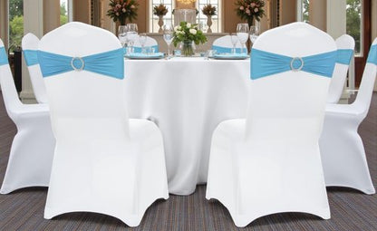 MDS Spandex Chair Sashes - Universal Fit Elastic Stretch Ties with Buckle for Weddings | Blue, Pack of 200