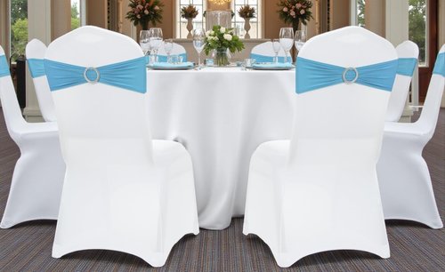MDS Premium Stretch Chair Sashes - Pack of 100 Elastic Covers with Buckle Slider for Weddings | Blue