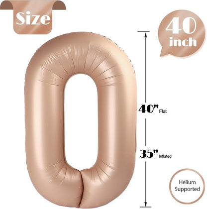 Light Brown Number Balloon - 40 Inch Tan 0 Balloon for Beige Birthday Decorations | Sandy Brown Party Supplies