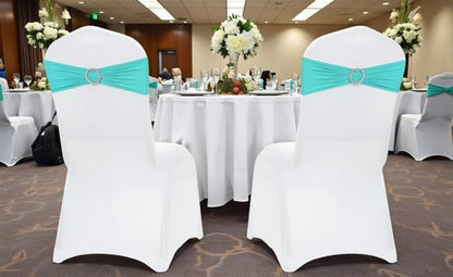 MDS Spandex Chair Sashes - Universal Fit Elastic Stretch Ties with Buckle for Weddings | Aqua Blue, Pack of 125