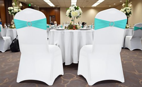 MDS Spandex Chair Sashes - Premium Stretch Covers with Buckle Slider | Universal Fit for Weddings & Events - Aqua Blue