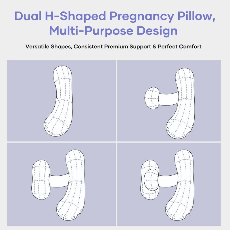 Pregnancy Pillows for Side Sleeping - Adjustable Belly & Back Support Pillow,H Shaped Full Body Maternity Pillow with Cooling Removable Cover, for Pregnant Women and Adults(Blue)