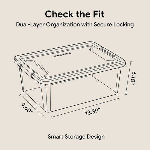 MACOPRO Plastic Storage Box - Clear Craft Organizer with Removable Tray for Beads & Tools | White, 1 Pack