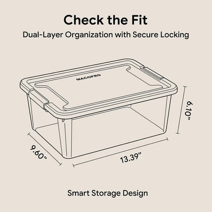MACOPRO Plastic Storage Box - Clear Craft Organizer with Removable Tray for Beads & Tools | White, 1 Pack
