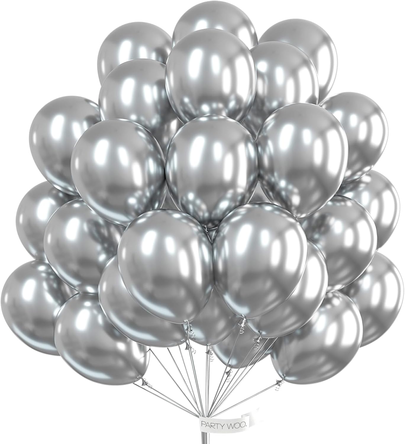 PartyWoo Silver Balloons - 100pcs 12 Inch Latex Helium Balloons for Celebrations & Events