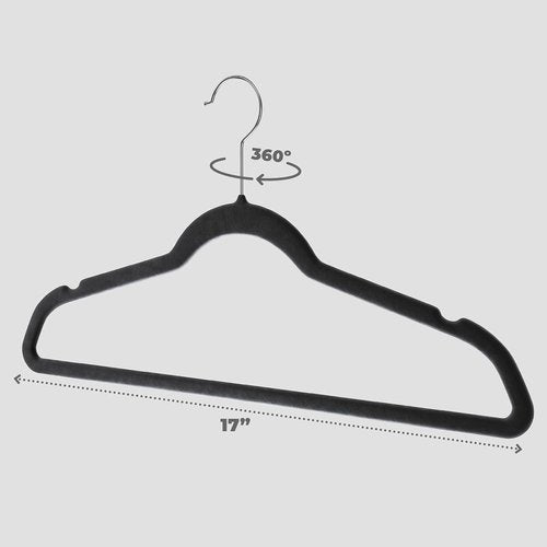 Home-it Premium Velvet Hangers - Heavy Duty Non-Slip Black Suit & Shirt Hangers | 50 Pack with 360° Hook