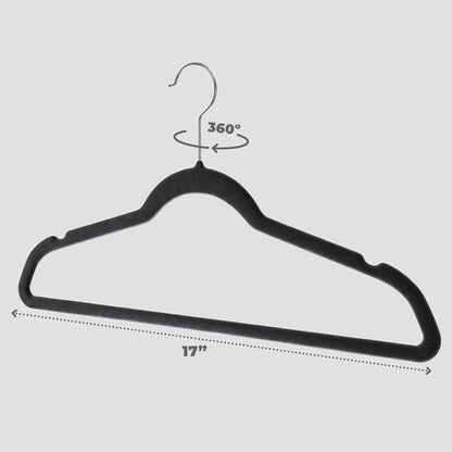 Home-it Premium Velvet Hangers - Heavy Duty Non-Slip Black Suit & Shirt Hangers | 50 Pack with 360° Hook