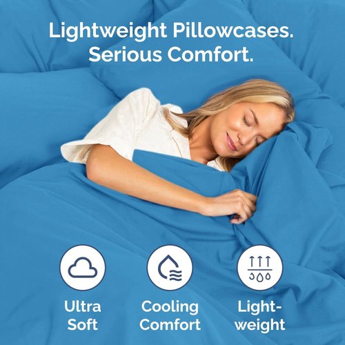 King Pillow Cases Set of 4 - Ultra Soft Hotel Quality Covers | Wrinkle-Free & Fade Resistant - Denim Blue