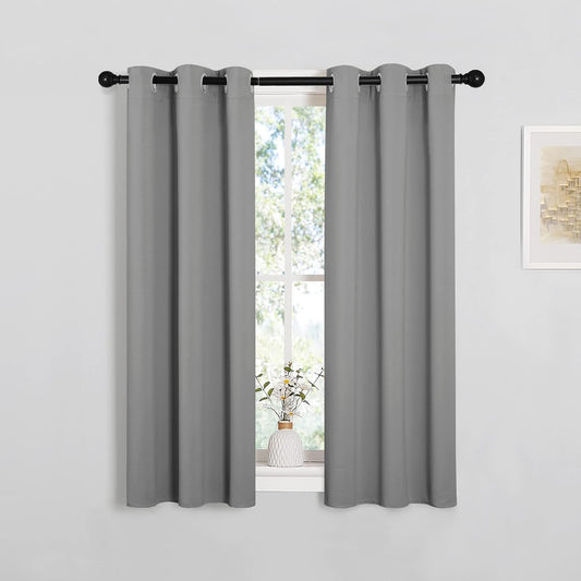 NICETOWN Silver Grey Blackout Curtain Panels - Thermal Insulated Grommet Top Drapes (2 Panels, 29"x45")