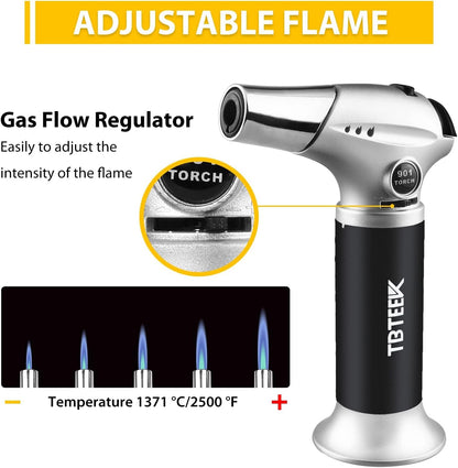 TBTEEK Cooking Torch - Butane Fuel Included for BBQ, Baking, and Soldering | Versatile Kitchen Lighter
