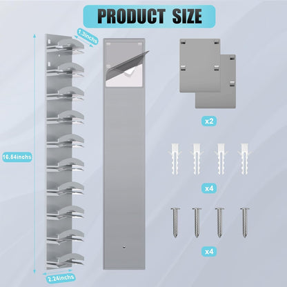 Skiennix Hat Organizer - Wall-Mounted Cap Rack with Strong Adhesive | Holds Up to 20 Hats, Grey