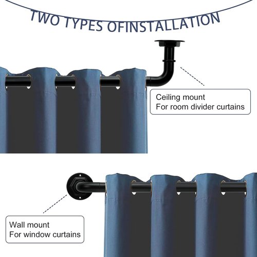 Byondeth Blackout Curtain Rod - Adjustable 16 to 45 Inches | 1 Inch Diameter, Black Finish