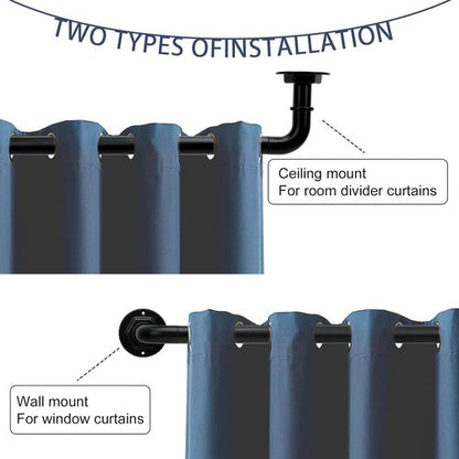 Byondeth Curtain Rods - Adjustable Blackout Wrap Around | 16 to 144 Inches, 1 Inch Diameter, Black