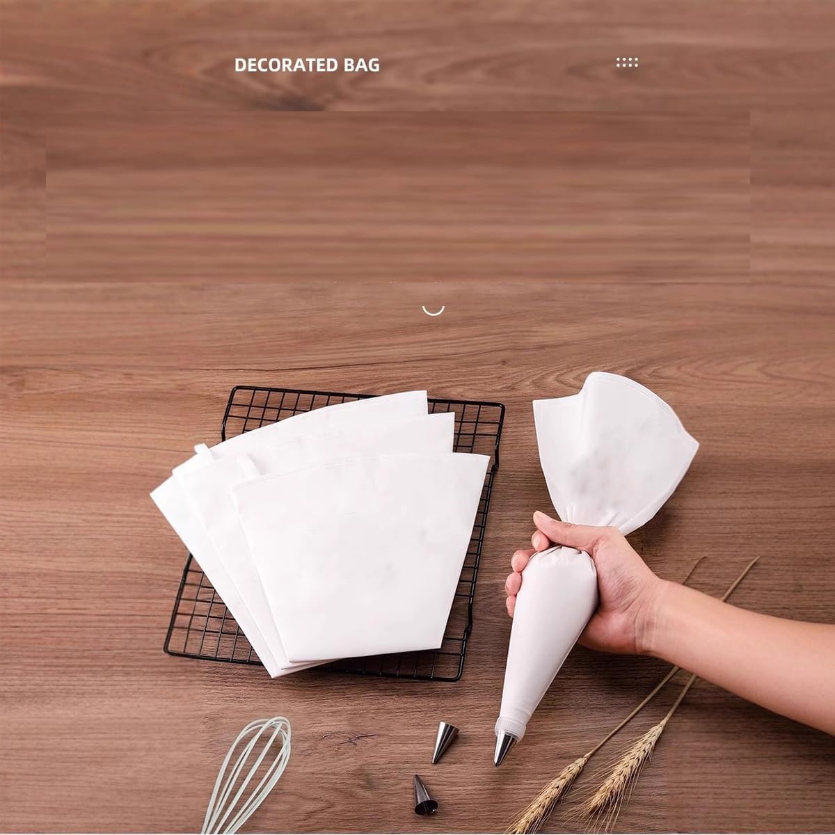 Skiennix Reusable Piping Bags Set - Eco-Friendly Cotton Cake Decorating Kit with 3 Tips & Coupler