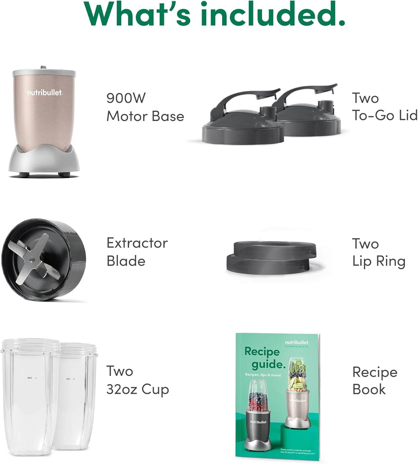 Nutribullet Pro 900 Watt Personal Blender - 13-Piece High-Speed Mixer System in Champagne