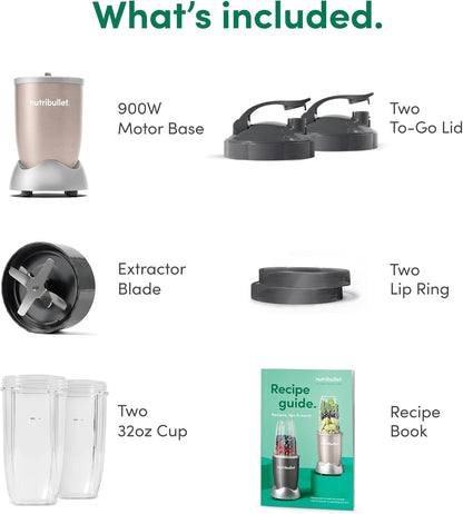 Nutribullet Pro 900 Watt Personal Blender - 13-Piece High-Speed Mixer System in Champagne