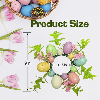Skiennix Easter Egg Candle Rings - 3-Piece Mini Wreath Set for Spring Home Decor | 9" Pastel Centerpieces