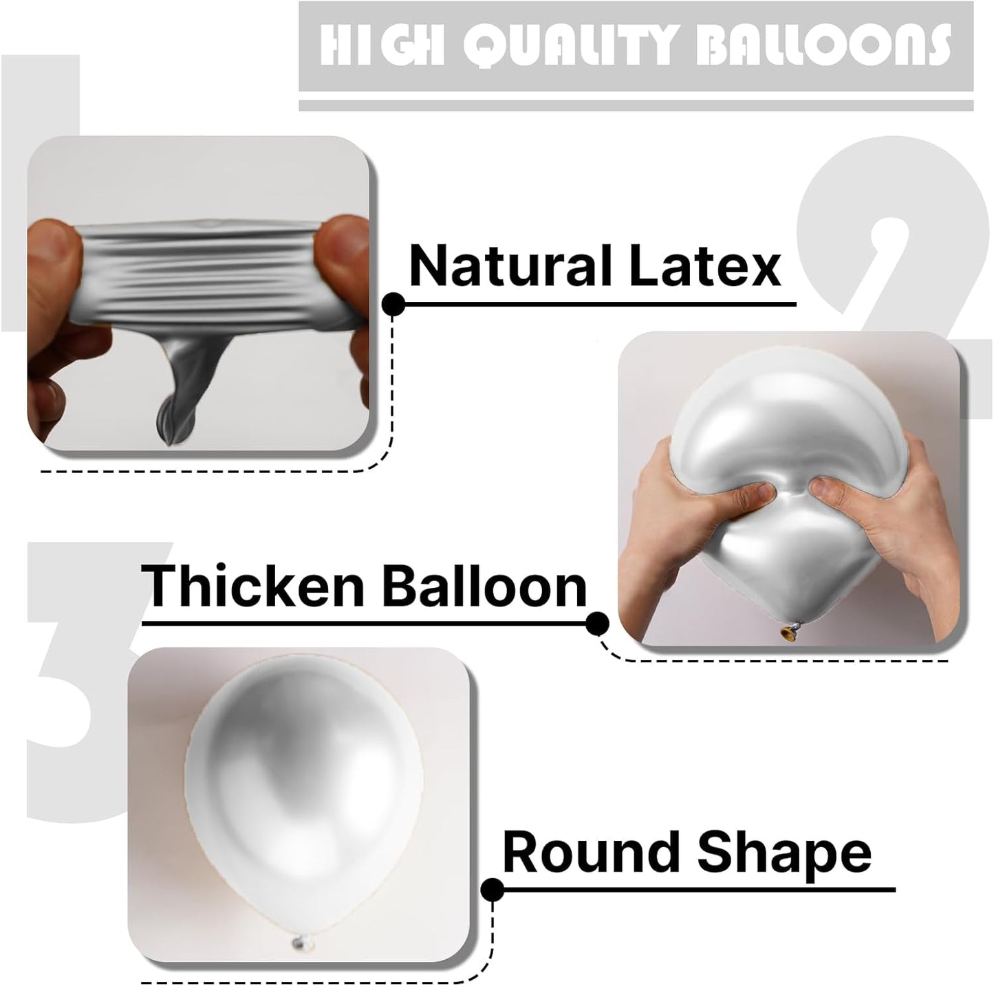 PartyWoo Silver Balloons - 101pcs 12 Inch Latex Helium Balloons for Weddings & Celebrations