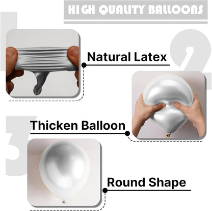 PartyWoo Metallic Silver Balloons - 127-Piece Pack in Various Sizes for Birthday & Graduation Decor
