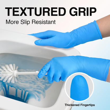 Schneider Nitrile Exam Gloves - Extended 12-Inch Cuff, Medium, 4 Mil, 50-Count | Latex-Free, Powder-Free, Blue
