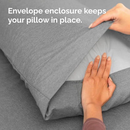 Skiennix Standard Pillow Cases Set of 4 - Soft Hotel Quality Covers - Machine Washable Heathered Grey