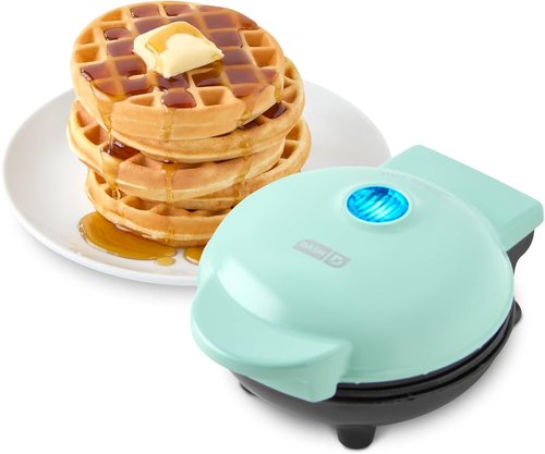 Dash Mini Waffle Maker - Compact Electric Iron for Easy Homemade Treats - Nonstick & Easy to Clean - Aqua