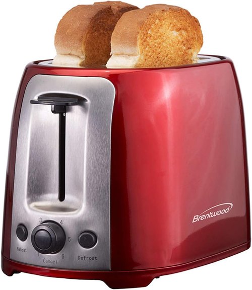 Brentwood TS-292R Red Cool Touch 2-Slice Extra Wide Slot Toaster - Perfect for Bagels & Toast