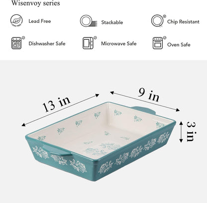 Wisenvoy Casserole Dish - Ceramic Lasagna Pan Bakeware Set | 13x9 Baking Dish for Perfect Meals