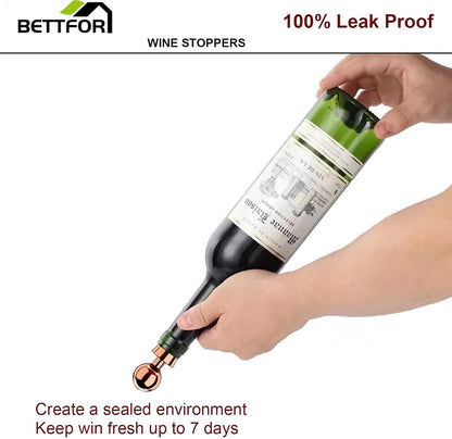 Wine Stoppers for Wine Bottles 6Pcs Vacuum Wine Bottle Stopper with Silicone Reusable Wine Corks, Leak proof Keep Fresh Suitable for Standard (Goldrose, 6 Pack)