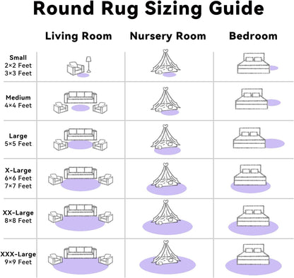 OLANLY Round Light Purple Area Rug - Soft, Fluffy, Machine Washable 8 ft Circle Carpet for Bedrooms & Nurseries