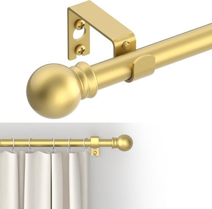 GXOACKJ Decorative Gold Curtain Rods - Heavy Duty Metal Set for Windows 32-48 Inch with Brackets