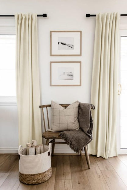 100% Blackout Shield Polyester Blackout Curtains for Bedroom 108 Inches Long, Back Tab/Rod Pocket Living Room Drapes, Thermal Insulated Blackout Curtains 2 Panels Set, 50" W x 108" L, Light Cream