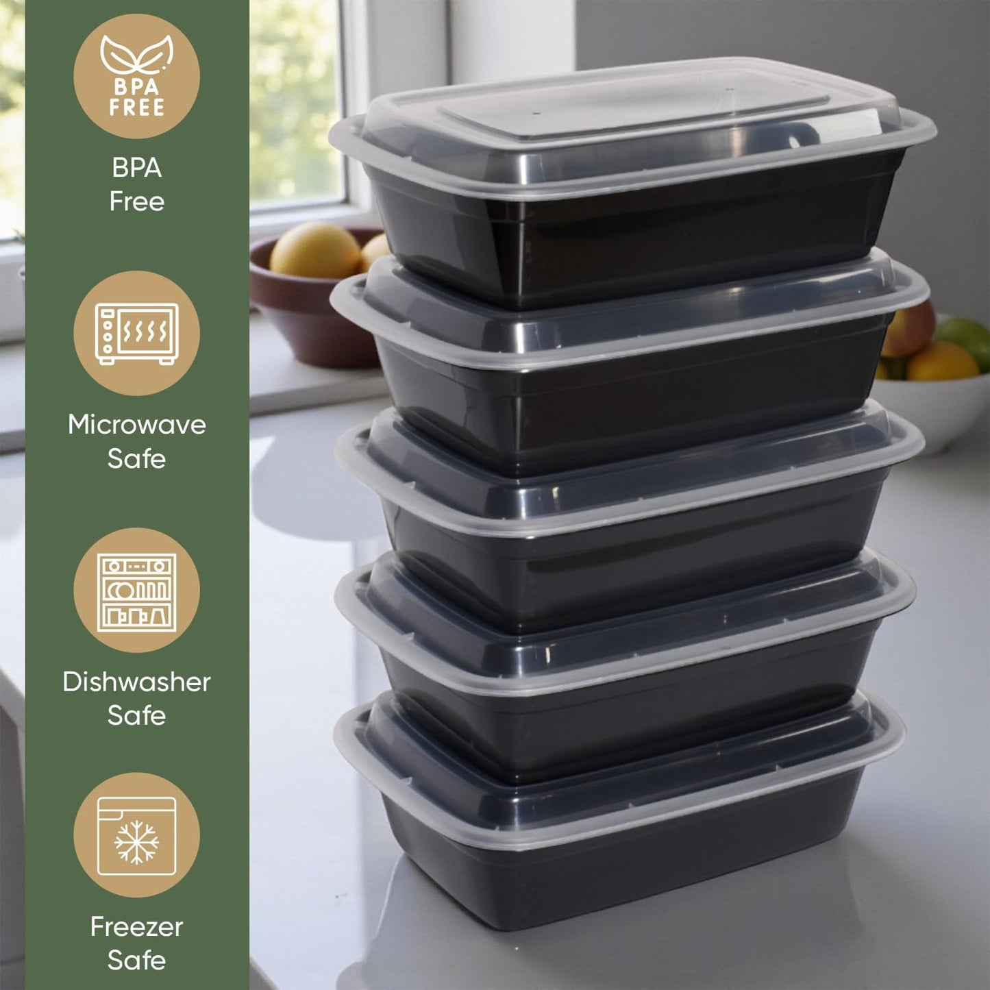 Skiennix 32 oz Meal Prep Containers - 50 Pack Reusable, BPA-Free, Leakproof & Stackable | Microwave & Dishwasher Safe