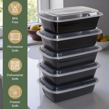 Skiennix 32 oz Meal Prep Containers - 50 Pack Reusable, BPA-Free, Leakproof & Stackable | Microwave & Dishwasher Safe