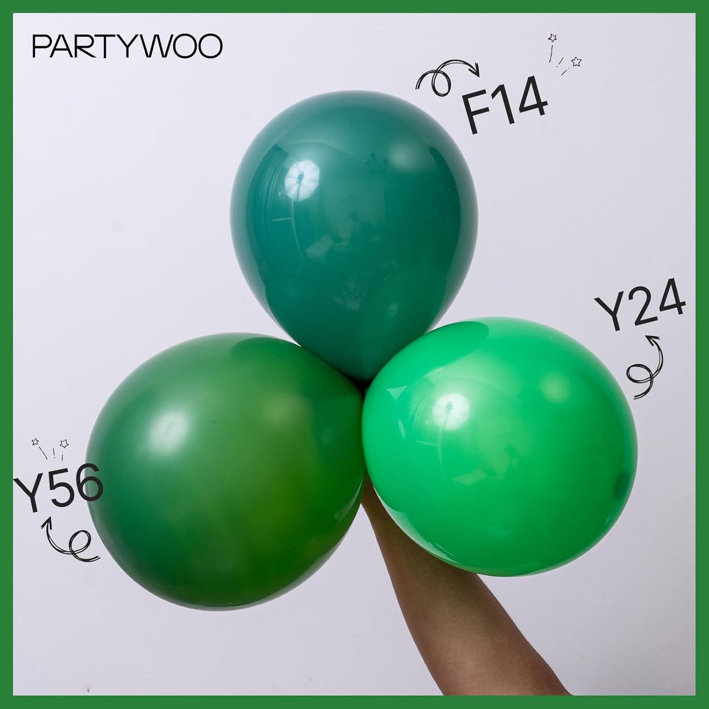 PartyWoo Dark Green Balloons - 50pcs 12 Inch Emerald Forest Green for Weddings & Celebrations