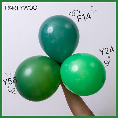PartyWoo Dark Green Balloons - 50pcs 12 Inch Emerald Forest Green for Weddings & Celebrations