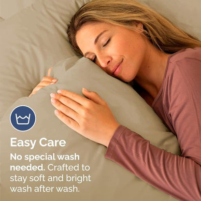 King Standard Pillow Cases Set of 4 - Soft Hotel Quality Pillowcase Covers - Comfy Bedding for Women, Men, Kids & Teens - Machine Washable Pillow Protectors - 4 Piece Set - King Standard Size Beige
