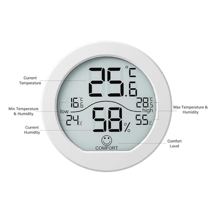 SECRUI Digital Hygrometer Thermometer - Accurate Indoor Humidity & Temperature Meter | LCD Display, White