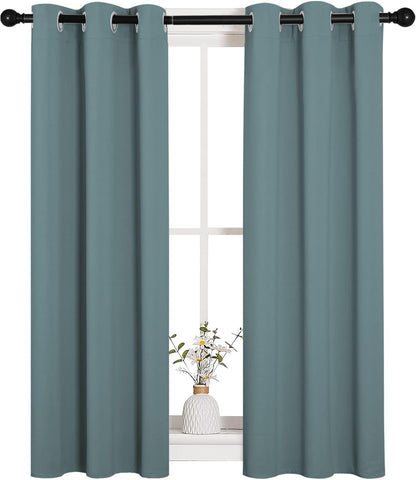 NICETOWN Modern Blackout Curtains - Noise Reducing Thermal Insulated Drapes, Greyish Blue, 2 Panels, W29 x L40-Inch